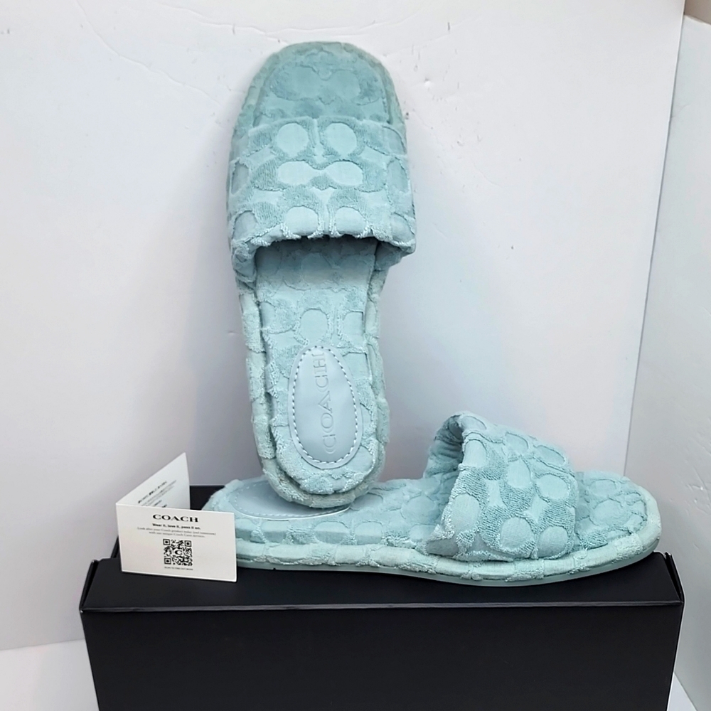 ⭐️COACH 💯 NWT, "BRIDGETT TERRY" SLIDERS/SHOES, THE SIZE=7.5 LADIES, AQUA COLOR